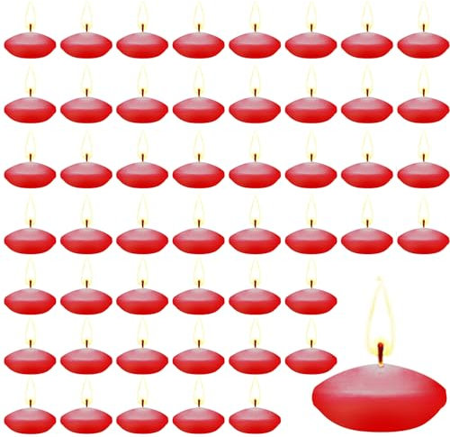YushengTai 50 Stück Rot Schwimmkerzen, 3.5 cm Geschmacklos Schwimmkerzen Schaffen Sie Eine Atmosphäre, Wasserkerzen Für Hochzeiten, Pools, Spas, Badewannen, Valentinstagsessen(Rot)
