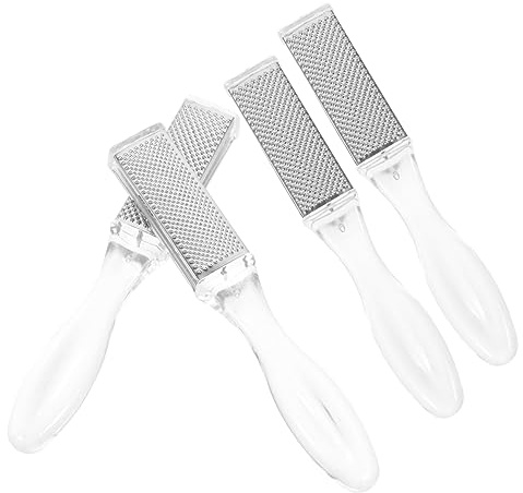 Mikinona Kit de 4 Recortadores Exfoliantes Cuidado de Pies Herramienta de Mano de Acero Inoxidable y Abs, Instrumento Reutilizable para Eliminar Callos y Reparar Talones