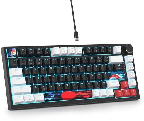 SbocKeeb Tastiera meccanica con guarnizione al 75%, tastiera RGB meccanica cablata personalizzata TKL al 75% sostituibile a caldo con cuscinetti fonoassorbenti, QWERTY americana programmabile
