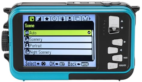 Fotocamera Subacquea 4K, Fotocamera Impermeabile da 56 MP con Zoom 16X, Doppio Schermo, Scheda da 64 GB, Messa a Fuoco Automatica, Fotocamera Digitale Compatta Impermeabile da 10