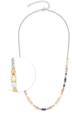 JEWELS BY LEONARDO Halskette Babsi, kurze Kette aus silberfarbenem Edelstahl, unterschiedliche Perlen in gedeckten Farben, facettierte Würfel, 45-50 cm Länge, Schmuck Geschenk, 024313
