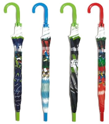 MAQA Ombrello per bambini con auto - Ombrello antipioggia, resistente al vento con design di auto, Ombrello pieghevole per bambini, ideale per la scuola, la pioggia e le passeggiate (Cars Blu)