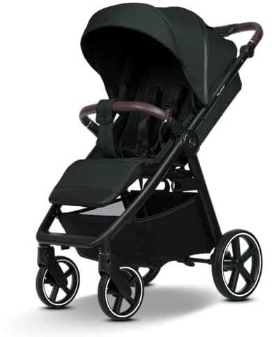my junior® PLIA² | großer Komfortbuggy mit Luftkammerreifen, Einhand-Faltmechanismus, einstellbare Federung, XXL-Einkaufskorb & -Verdeck, Belüftung, inkl. Getränkehalter + Tragegurt (Pine Forest)