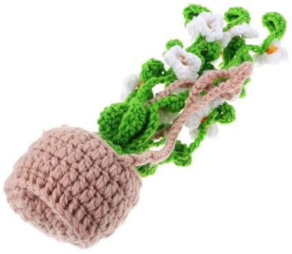 MUSISALY Crocheted Spider Plant Potted Plant Cute Car Accessories Crochet Hanging Basket for Rearview Mirror Home Wall Decor