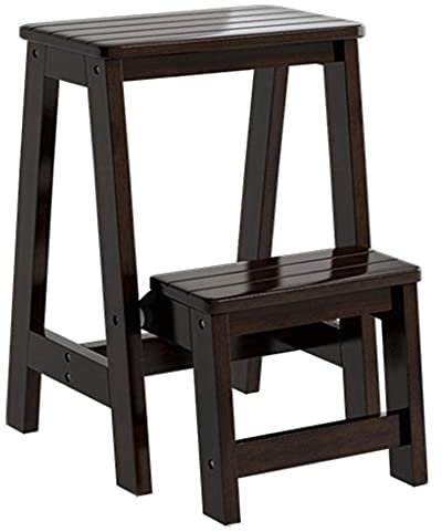 Marchepied-Marchepied d'intérieur en Bois Massif Marchepied 2 marches Escabeau Pliable léger/Noir (Blanc)