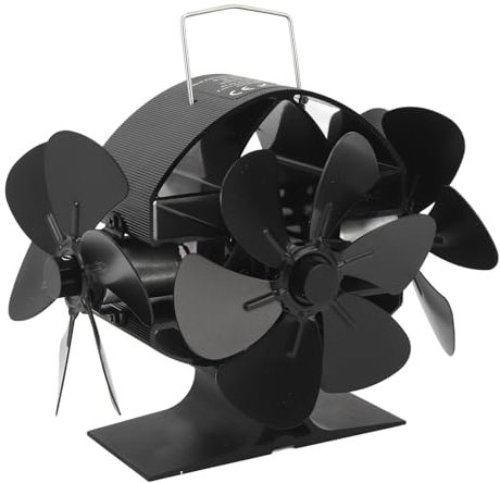 Wood Stove Fan, 3 Heads 18 Blade Heat Powered Stove Fans, Fireplace Stove Non Electric Thermal Tool for Wood Burning Stove Pellet Log Burner, Wood Stove Accessories Thermometer