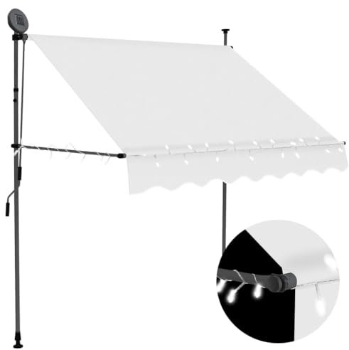 DYRJDJWIDHW tenda a scorrimento per terrazza,tenda laterale avvolgibile,Tenda da Sole Retrattile Manuale con LED 100 cm CremaIdeale per porte, portoni e finestre.