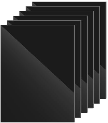 dabinzhijia 6 Pezzo 20x30cm Foglio Acrilico Nero, Lastra Plexiglass Rigida, Pannello Acrilico per Sostituzione Vetro Cornice Foto, Decorazione, Resistente all'umidità e Facile da Tagliare