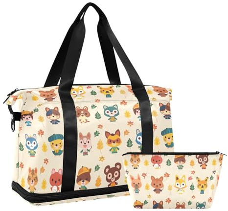 Reisetasche Weekender Seesack Sporttasche Port-Seesack mit verstellbarer Falle für Hafen, große Kapazität, tier