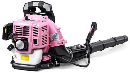 loyliawa Petrol Leaf Blower 52CC Backpack Leaf Blower, 2-Stroke Gas Blower, Up to 550 CFM, Powerful Clearing, for Lawn Care Yard Dust Debris Pink