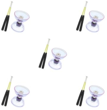 Juego de 5 luces de triple rodamiento para diábolo con cuerda de palillos de mano de alto rendimiento y malabares entretenidos color morado chino, 13 cm