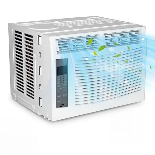 MilleLoom - Aire acondicionado para ventana de 6000 BTU, refresca hasta 250 metros cuadrados con enfriamiento, deshumidificador, 3 velocidades de ventilador, unidad de aire acondicionado para ventana