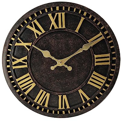FLCPJGV Orologio Da Esterno Impermeabile per Giardino, Casa, Ufficio, Recinzione, a Batteria, 12 Pollici
