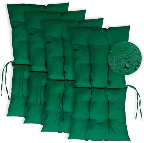 MG Design 4er Set - Stuhlkissen 50 x 100 cm Sitzkissen - Gartenstühle Sitzauflagen aus Polsterstoff, mit weicher Füllung, mit Schnüren zum Binden - Niedriglehner Auflagen, Outdoor-Kissen