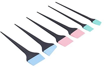 Tbest Brosse de Teinture de Salon Ensemble pour les Racines et les Zones Spécifiques, 6 Pcs Silicone Hair Dye Brosses en Différentes Tailles