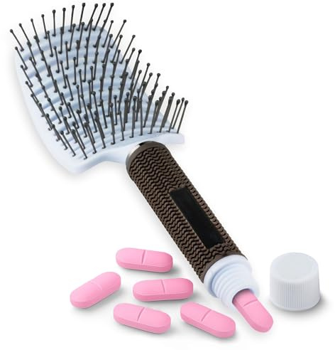 Evergreen Labs Spazzola per capelli con scomparto segreto – Spazzola per capelli da viaggio con contenitore per pillole segrete – Scatola per medicine nascosta discreta – nascondiglio segreto