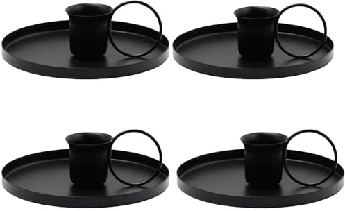 4PCS Candle Holders, Elegant Candlestick Holders, Romantic Candle Sticks Holder for Valentine Christmas Dinner, Set of Candle Holders,for Wedding Party Decor, Christmas, Wedding Party(Black)