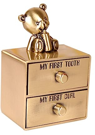 Gatuida Erinnerungsbox Metall mit Schiebedeckel Kompakte Aufbewahrungsbox für Milchzähne und Erste Haarlocke Platzsparend für Babypartys und Kinderzimmer