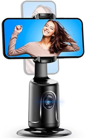Smart AI Facial Recognition Phone Tripod with 360° Auto Face Tracking,Smart AI Motion Sensor Gimbal Stabilizer Holder with Remote, Rechargeable Smart Shooting Stand(Black,Standard)