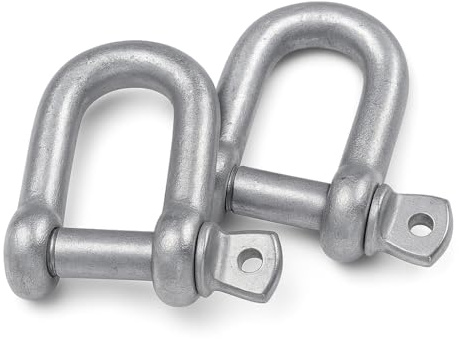 Schäkel, D-Form, 10 mm, verzinkter Stahl, hohe Widerstandsfähigkeit, 2 Stück LEMAG SRL