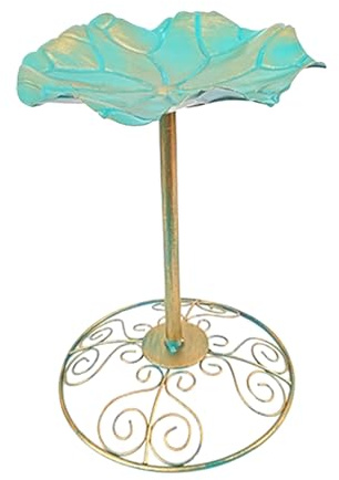 Vogelbad für den Außenbereich, Vintage, Metall, Ornament, mit Sockel für Terrasse, Balkon oder , wetterfeste Gartendekoration für Rasen, , Landschaft