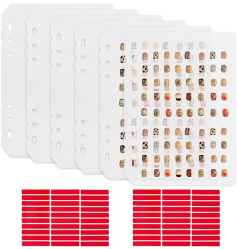 NICENEEDED Organizador de Uñas Postizas, 6 lámina Transparente Vacía para Guardar Uñas Postizas con 2 Cintas Adhesivas para Uñas.