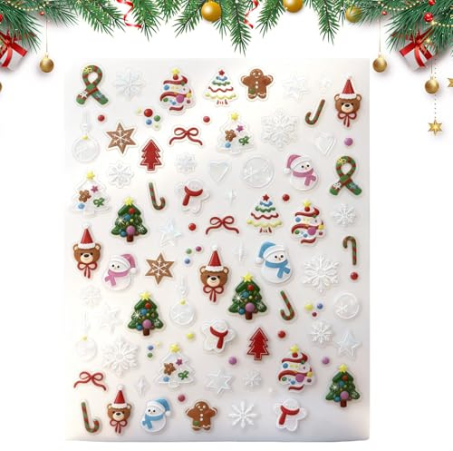 Kixolazr Calcomanías para Uñas de Invierno,Decoraciones Artísticas Navideñas en 3D | Calcomanías de Uñas - Para Principiantes en la Manicura, el Aseo, el, Hogar, Salón de
