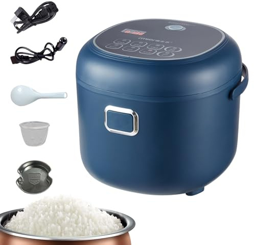 Olla de arroz, capacidad 2L 200W 24V, compatible con viajes, cocina de arroz eléctrica portátil, multifuncional, universal, camión/coche, impermeable con cesta de vapor, para viajes y camping (A)