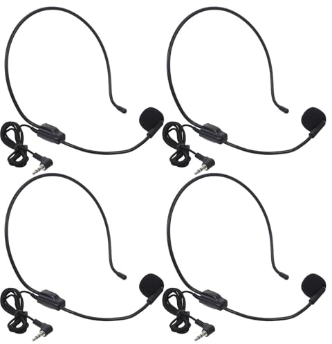 Alipis Micrófono de Auricular con Cable 4 Piezas, Diadema para Cantar