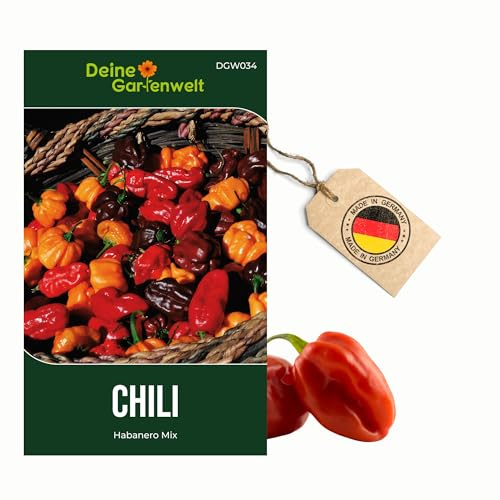 Chili Habanero Mix Samen - sehr scharf - Capsicum chinese - Chilisamen- Gemüsesamen - Saatgut für 6 Pflanzen – 5er Pack (Vorratspack)