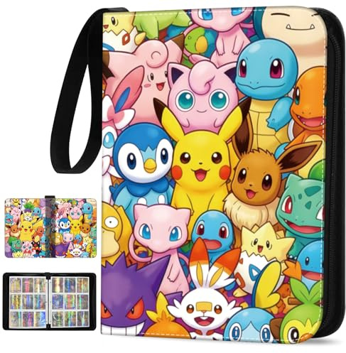 Sammelkarten Album, 9-Taschen Karten Sammelalbum groß, 900 Karten Kapazität PU Wasserdicht Card Binder, SammelHeft Ordner Buch, Geschenke von Sammlern und Kindern. mit 50PCS Abnehmbaren Hüllen.