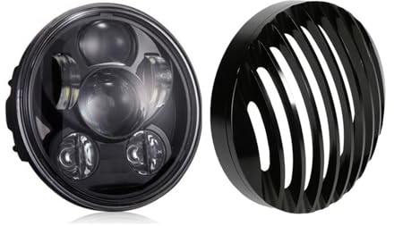 Fanale Anteriore Per Sportster XL 883 1200 Faro Anteriore 5-3/4 5,75 Pollici Moto Proiettore LED Griglia,75 Moto Faro Faro Anteriore(Black set)