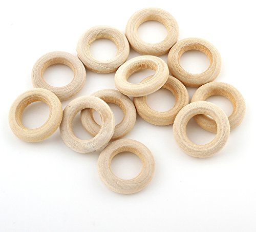 Perlin Holzring, Ø 15mm Holzringe Schmuck, 40stk Holzringe Unvollendete glatten Holz Hoop Gardinenringe für Gardinen, Vorhangringe, Ringe aus Holz H160