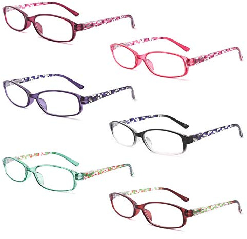 IVNUOYI 6 Pack Reading Glasses Blue Light Blocking,Fashion Ladies Spring Hinge Readers with Pattern Print,Anti Glare UV Eyeglasses for Women 2.5