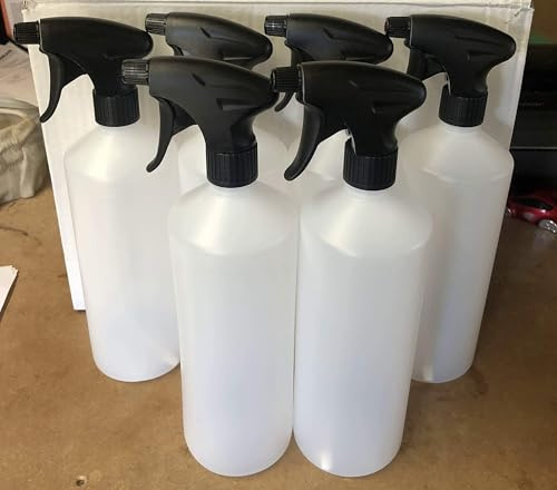 6 x 1 Litre Chemical Resistant Trigger Spray Bottles - Garden, Home & Industrial Use