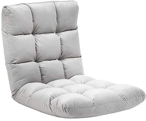HOMCOM Bodenstuhl Faltbar Bodensessel mit Liegefunktion Verstellbarer Rückenlehne, gepolstert Relaxsessel zum Fernsehen, Lesen, Meditationsstuhl Lazy Sofa Lesesessel für Meditation Zuhause Grau
