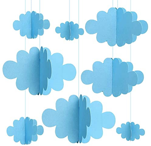 Vordpe 16 Stück Gefälschte Wolken für Decke, 3D Wolke Hängende Dekorationen, Künstliche Wolken Requisiten, Wolken Ornamente für Kinderzimmer, Kinderzimmer, Babytaufe, Party, Hochzeit, Bühnendekor