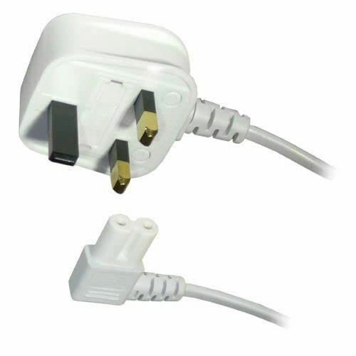 Mr. Gadget's Solutions 2M 13A FIGURE 8 MAINS C7 90 DEGREE RIGHT ANGLE LEAD HOOKED POWER CABLE WHITE