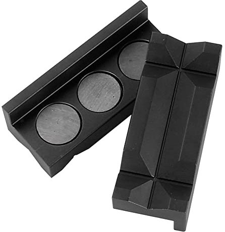Wooauto 2Stück Schutzbacken Schraubstockbacken Magnetische Schraubstockbacken aus Aluminiumlegierung 6 starke Magnete Maschinenschraubstock für Büchsenmacherbank Werkzeugmacher Schmied,Schwarz