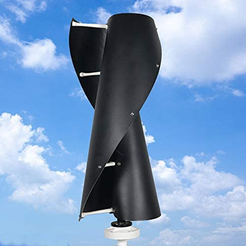 WAMBAS 600W 12V 24V 48V Helix Generador de turbina eólica en Espiral VAWT Eje Vertical Uso doméstico residencial con Controlador de Cargador MPPT (Negro, 48V-600W)
