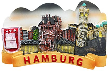 Hamburg Deutschland Kühlschrankmagnet Reise Souvenir Kühlschrank Dekoration 3D Magnet Aufkleber Handgemalt Handwerk Kollektion