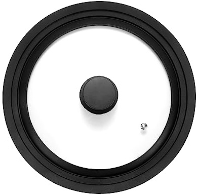 Universal Lid for Pots, Pans and Skillets Fits 20cm, 22cm & 24cm Diameter Cookware - Frying Pan Cover Universal Glass Lid with Heat Resistant Silicone Rim ＆ Tempered Glass