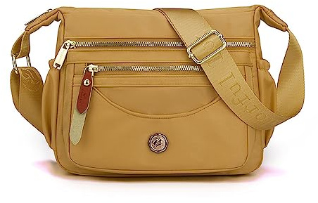 FANDARE Ultraléger Sac bandoulière Femme Sac Besace Sac Porté épaule Sacs à bandoulière avec bandoulière Large réglable Sac d'épaule pour Voyage Sling Crossbody Bag Sacoche Messenger Or