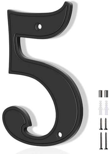 Numeri civici 5, numeri civici Emotionlite per indirizzo, numeri civici grandi e moderni per esterni, numero cassetta postale in metallo, 12,7 cm, stile in lega di zinco