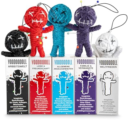 Voodoo Puppe Mix für alle Angelegenheiten Voodoo Doll to go Voodoo-Doll imaginäre Strafen für diverse Angelegenheiten und Lieblingsmenschen Geschenk im Karton 5 x PRYM Stecknadel