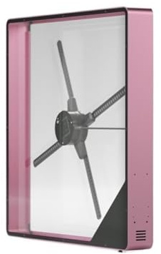 Fan Del'ologramma da 56 Cm Incorporato Nell'esposizione di pubblicità del Proiettore Principale 3D Del'altoparlante con La Struttura del Metallo Ampia Applicazione (Color : Pink+Black)