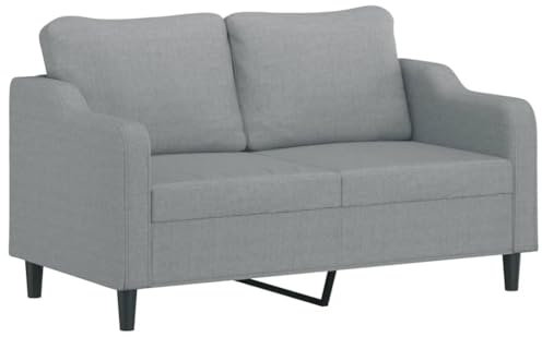 vidaXL Sofa 2-Sitzer, Loungesofa Couch mit Armlehnen Rückenkissen, Wohnzimmersofa Designsofa Metallgestell, Sitzmöbel Zweisitzer, Hellgrau Stoff