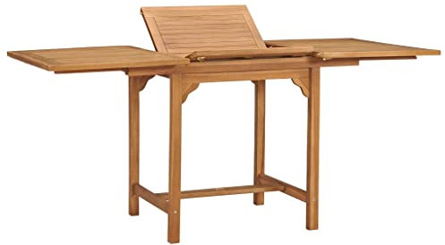 ULUYYUC Campingtisch Partytisch Klapptisch CafetischAusziehbarer Gartentisch (110-160) x80x75 cm Massivholz Teakgeeignet für Balkone, Terrassen und Laubengänge