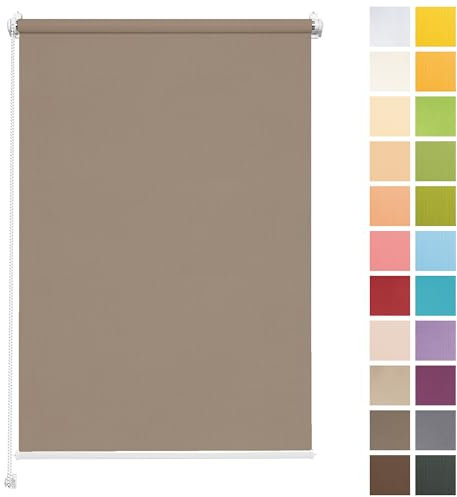 Rettika Sichtschutz Rollo ohne Bohren - Nussbaum, Breite: 90cm, Höhe 120 - Rollos für Fenster ohne Bohren, Fenster rollos für innen, Jalousien zum Klemmen, Klemmrollo