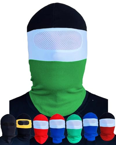 PGWEAR Sturmhaube mit Netz vor den Augen in schwarz blau weiß rot gelb grün (schwarz/weiß/grün)
